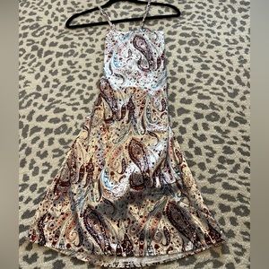 multi-color strap dress with tie in back